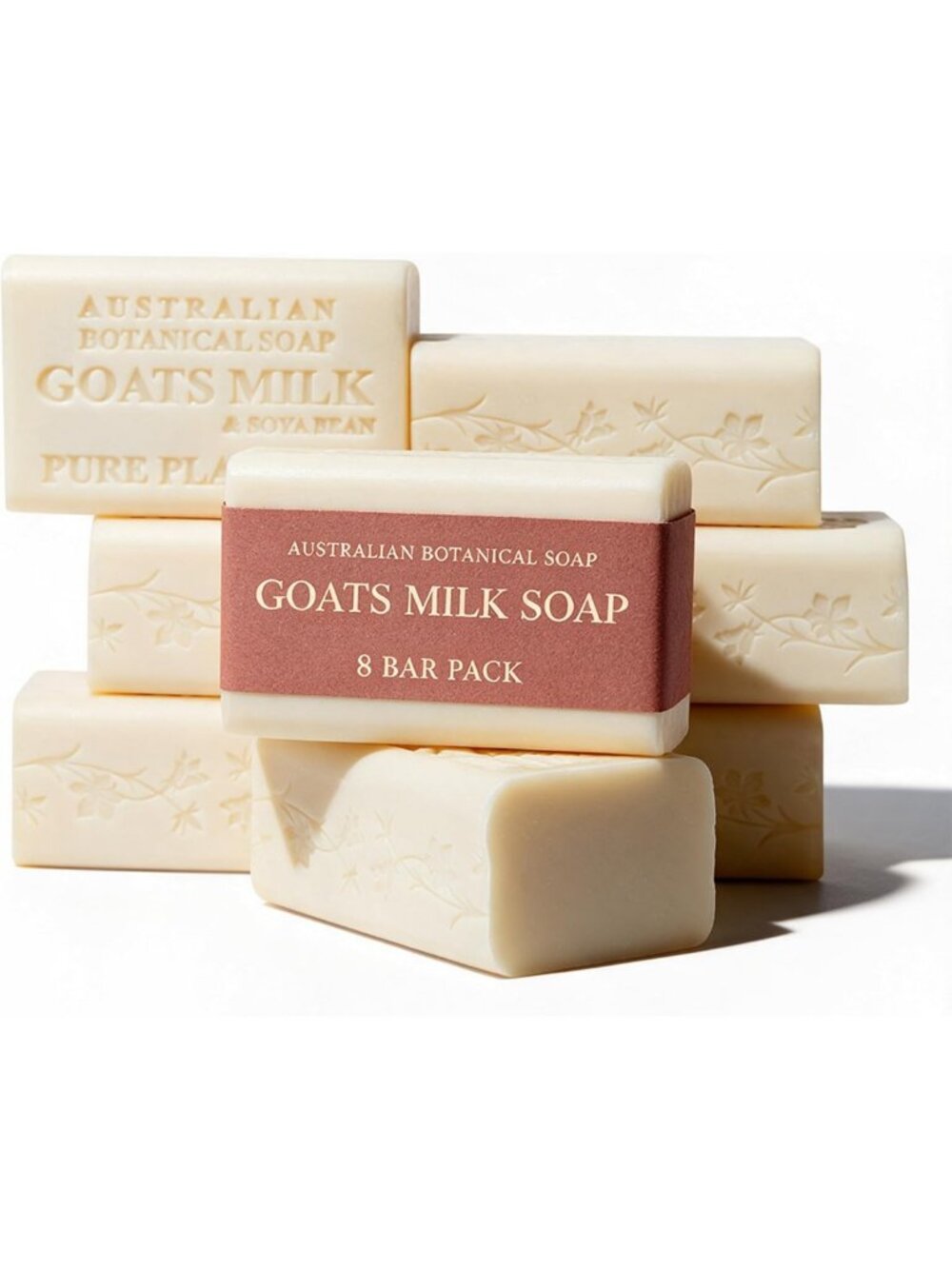 Goat Milk Soap Bars - 8 Pack, Moisturizing with Shea Butter & Soya Oil, All Skin